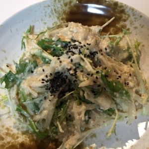 水菜と大根とお豆腐の白和え風サラダ